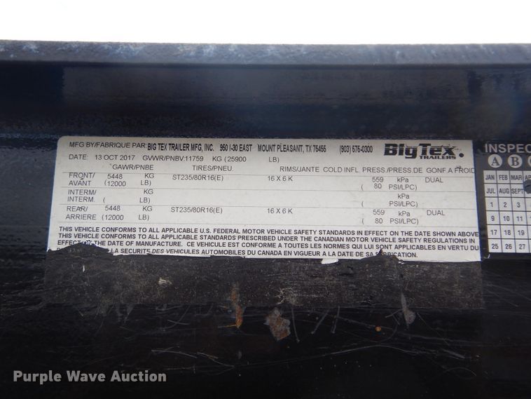 image for item FI9940 2018 Big Tex 25GN equipment trailer