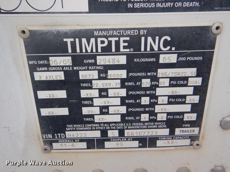 image for item DG1075 2006 Timpte Super Hopper double hopper bottom grain trailer