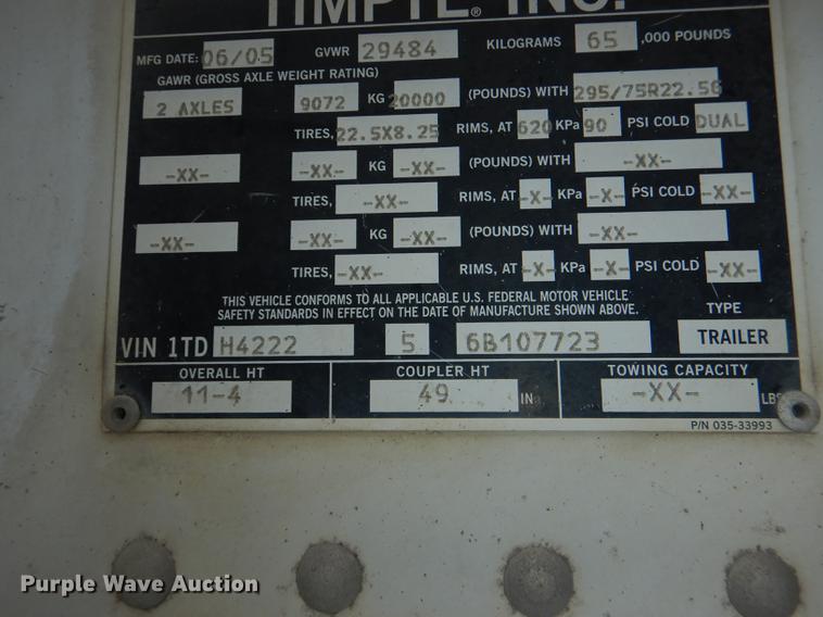image for item DG1075 2006 Timpte Super Hopper double hopper bottom grain trailer