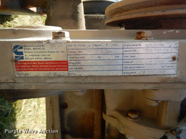 image for item FI9604 1997 Cummins LTA2700ACF six cylinder diesel engine