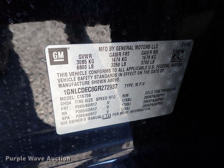 image for item DC1393 2016 Chevrolet Tahoe Police SUV