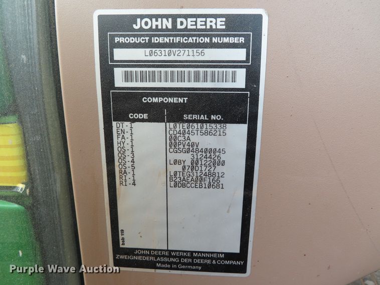 image for item DD6313 2000 John Deere 6310 MFWD tractor