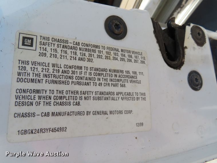 image for item DD6325 2000 Chevrolet K2500 utility bed pickup truck