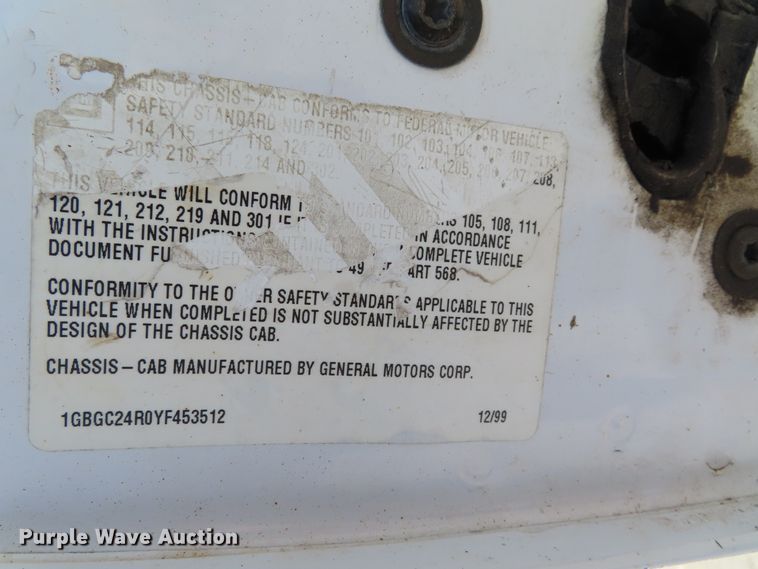 image for item DD6327 2000 Chevrolet C2500 utility bed pickup truck