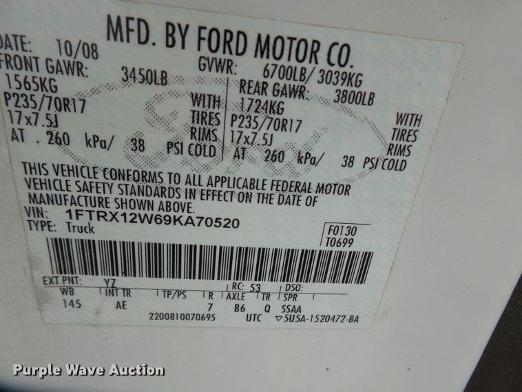 image for item DE7872 2009 Ford F150 SuperCab pickup truck