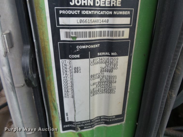 image for item DE7875 2006 John Deere 6615 tractor