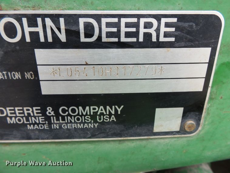 image for item DE7876 2001 John Deere 6410 tractor