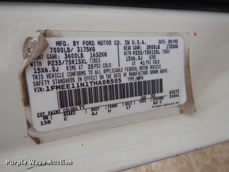 image for item DG4843 1996 Ford Club Wagon van