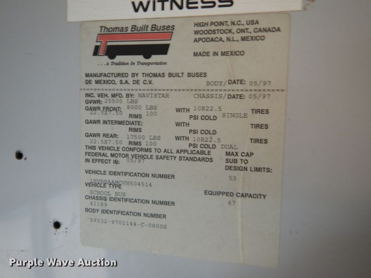 image for item DG4844 1997 International 3800 Thomas school bus