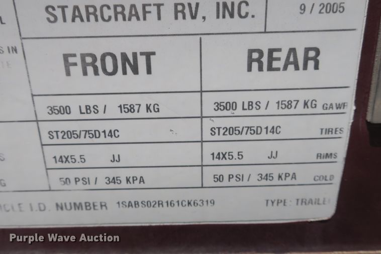 image for item EA9358 Starcraft camper