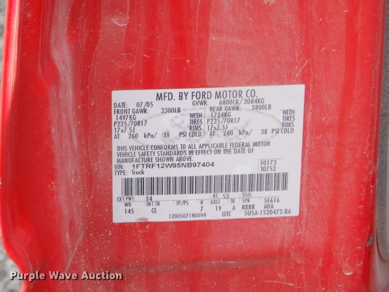 image for item ED9477 2005 Ford F150 pickup truck