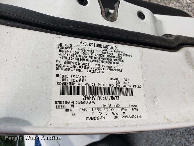 image for item ET9796 2008 Ford Crown Victoria Police Interceptor