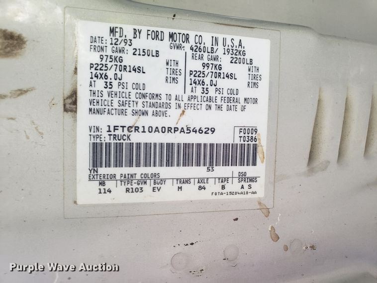 image for item FL9048 1994 Ford Ranger pickup truck