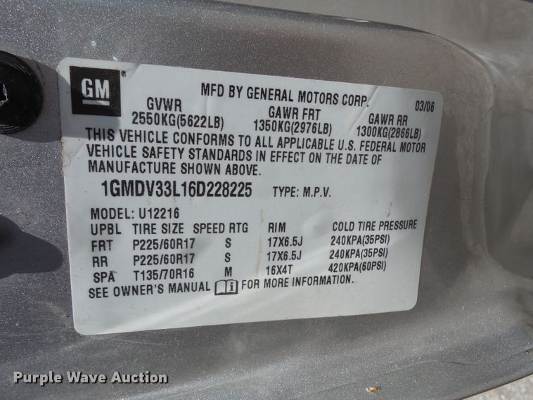 image for item FM9668 2006 Pontiac Montana van