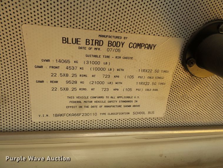 image for item FM9669 2006 Blue Bird Vision school bus