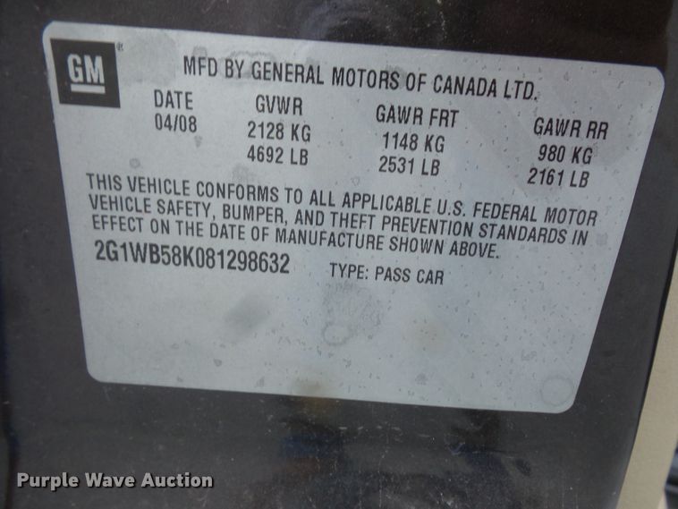 image for item FM9692 2008 Chevrolet Impala