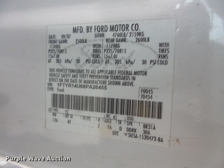 image for item FM9693 2008 Ford Ranger SuperCab pickup truck