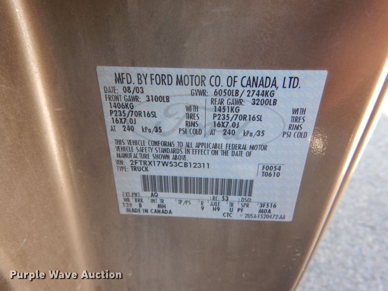image for item FY9572 2003 Ford F150 XL SuperCab pickup truck