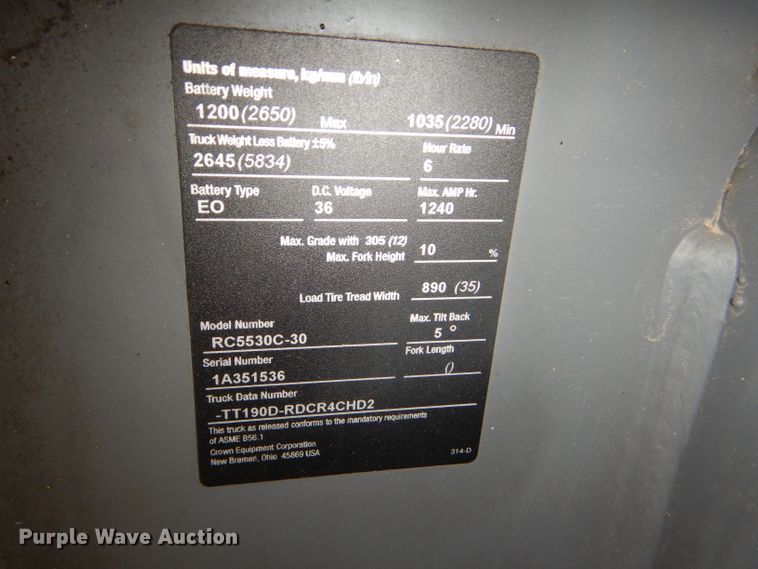 image for item DC5035 Crown RC5530C-30 forklift