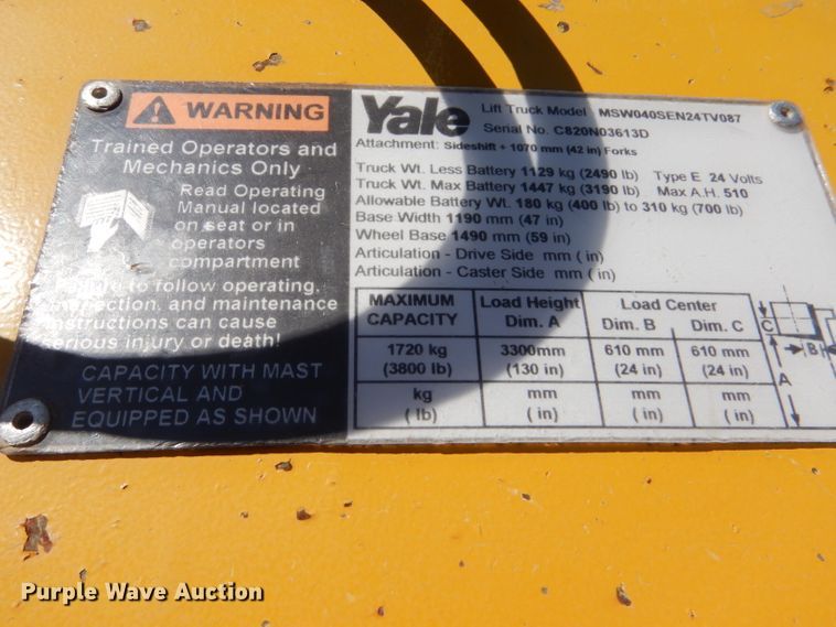 image for item DC5036 Yale MSW040SEN24TV087 pallet jack