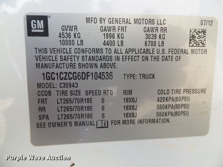 image for item DC5086 2013 Chevrolet Silverado 3500HD Crew Cab pickup truck