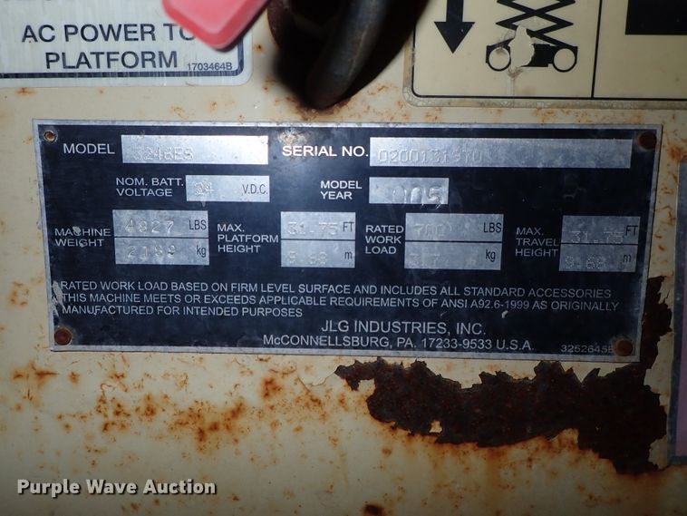 image for item DE5518 2005 JLG 3246ES scissor lift