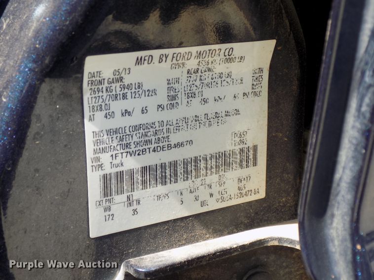 image for item DE7744 2013 Ford F250 Super Duty XLT Crew Cab pickup truck