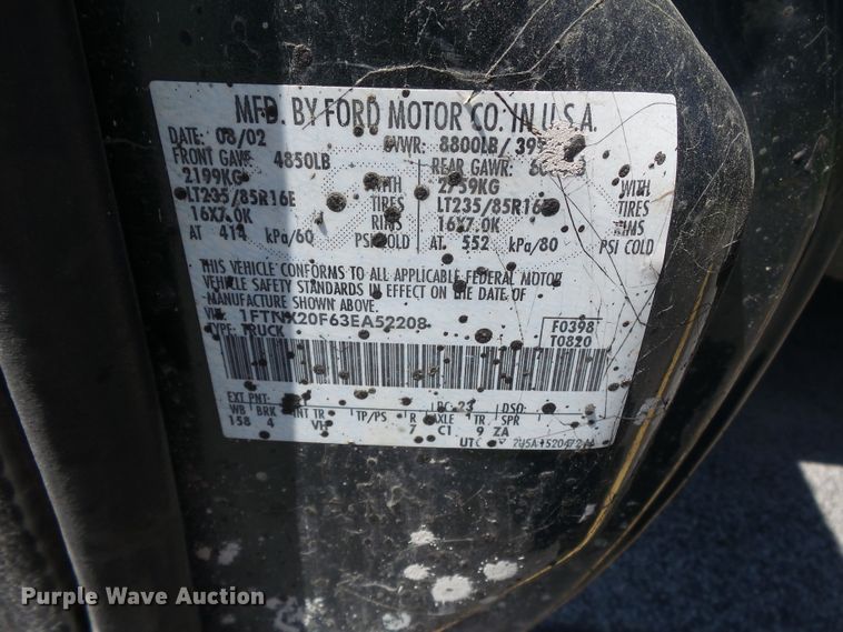 image for item DE7900 2003 Ford F250 Super Duty SuperCab pickup truck