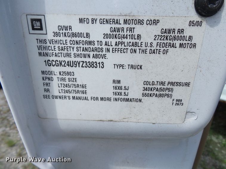 image for item DE7907 2000 Chevrolet 2500 pickup