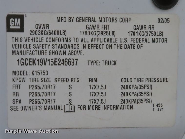 image for item DE8191 2005 Chevrolet Silverado 1500 LS Ext. Cab pickup truck