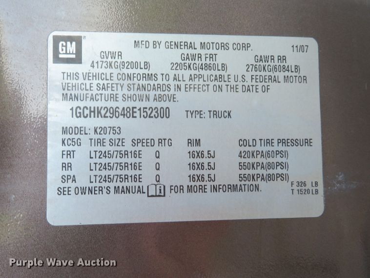 image for item DE8208 2008 Chevrolet Silverado 2500HD LT Ext. Cab pickup truck