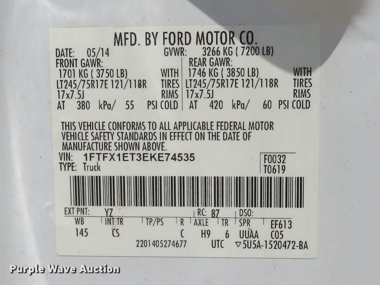 image for item DE8209 2014 Ford F150 XL SuperCab pickup truck