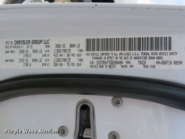 image for item DE8239 2013 Dodge Ram 2500HD Crew Cab pickup truck