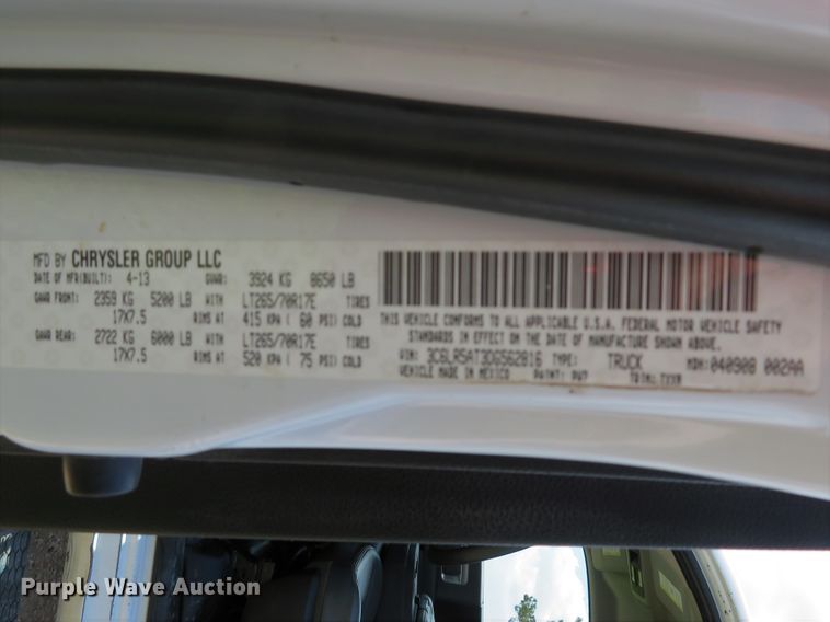 image for item DE8250 2013 Dodge Ram 2500HD pickup truck