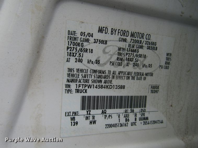 image for item DG1375 2004 Ford F150 SuperCrew pickup truck