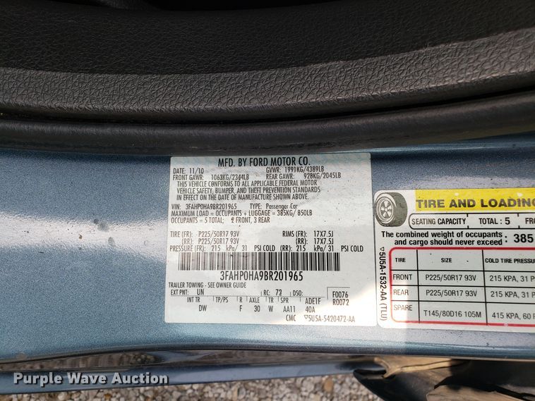 image for item DH4559 2011 Ford Fusion