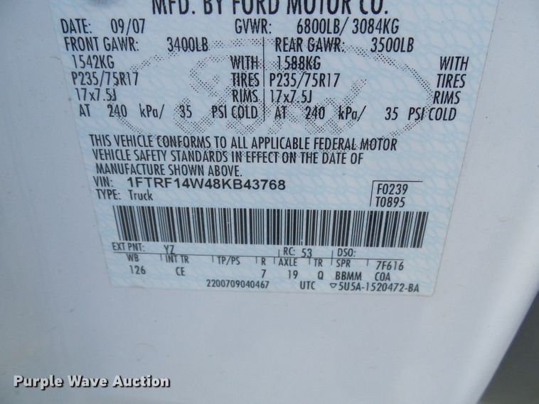 image for item DI0544 2008 Ford F150 pickup truck