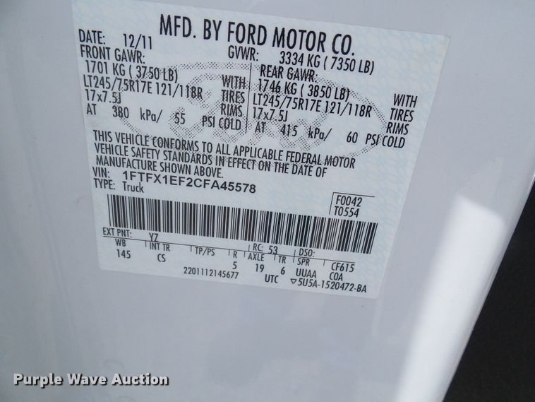 image for item DI0546 2012 Ford F150 SuperCab pickup truck