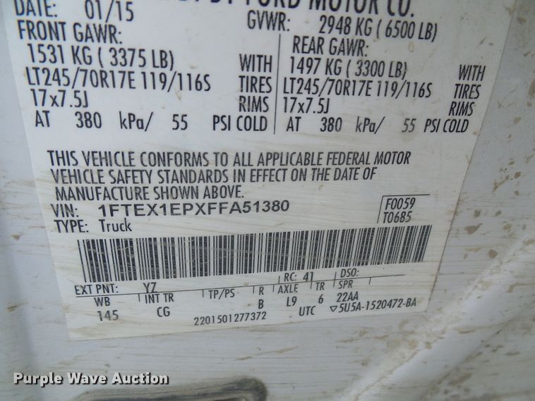 image for item DI0550 2015 Ford F150 SuperCab pickup truck