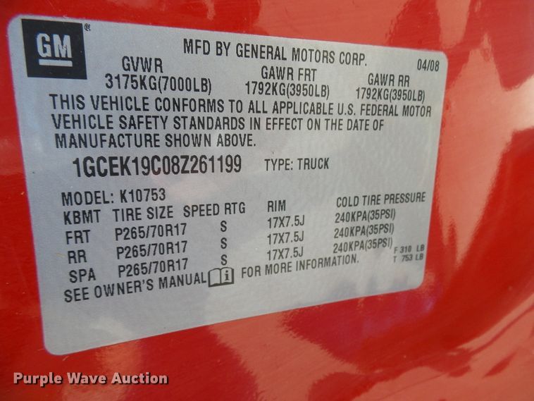 image for item DI0582 2008 Chevrolet Silverado 1500 Ext. Cab pickup truck