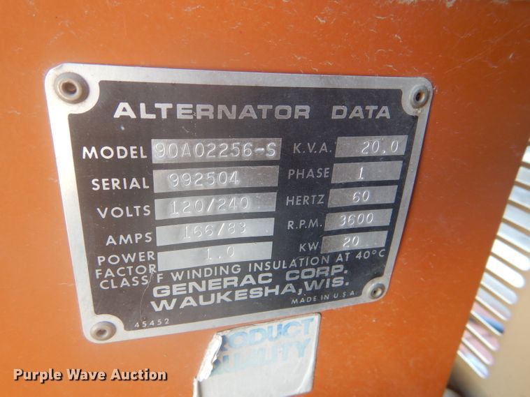 image for item EQ9151 Generac 90A02256-S generator