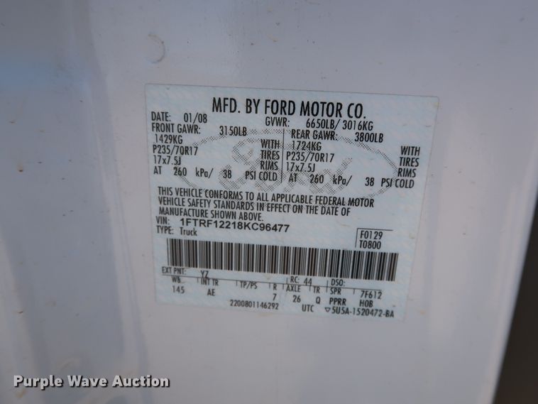 image for item FE9722 2008 Ford F150 XL pickup truck