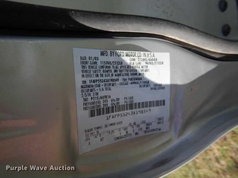 image for item FI9926 2003 Ford Taurus