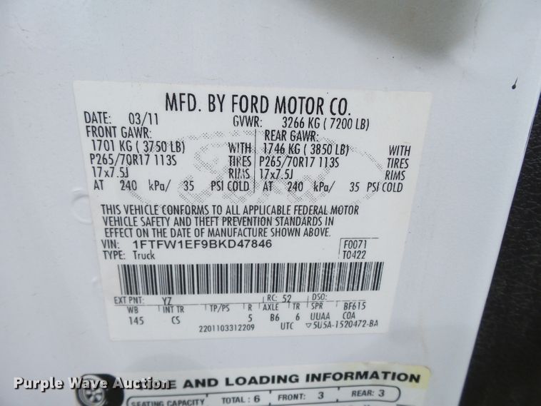 image for item FL9312 2011 Ford F150 SuperCrew flatbed pickup truck