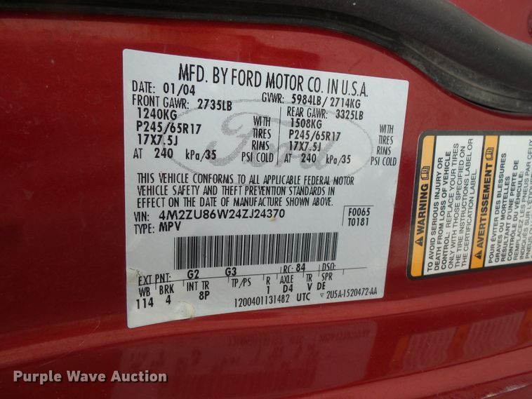 image for item FM9655 2004 Mercury Mountaineer SUV