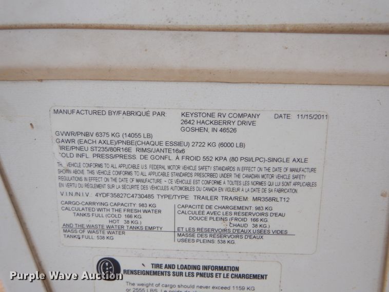 image for item FT9288 2012 Keystone Mountaineer camper