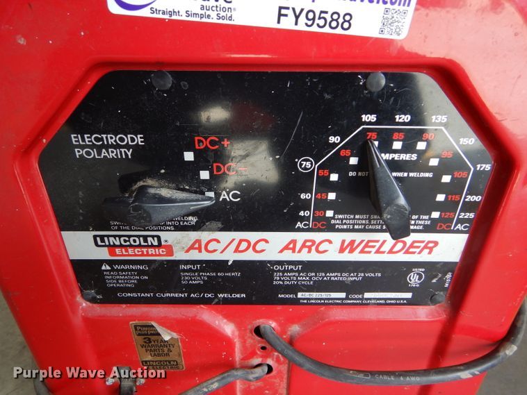 image for item FY9588 Lincoln 225/125 AC/DC welder