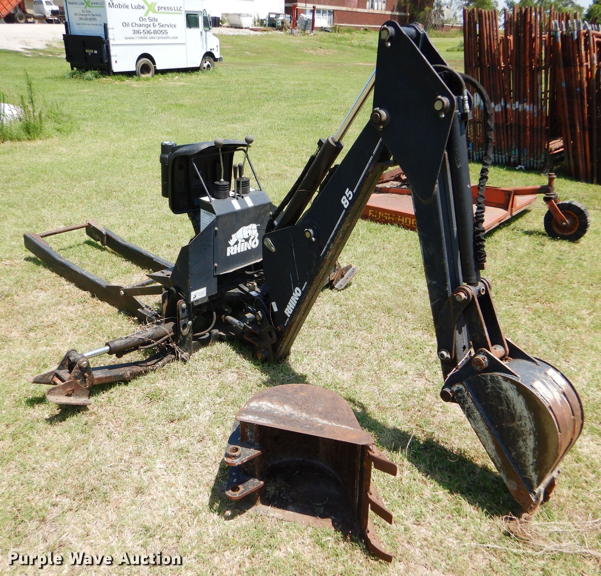 Rhino BH85 skid steer backhoe in Lincoln, KS Item FY9617 sold