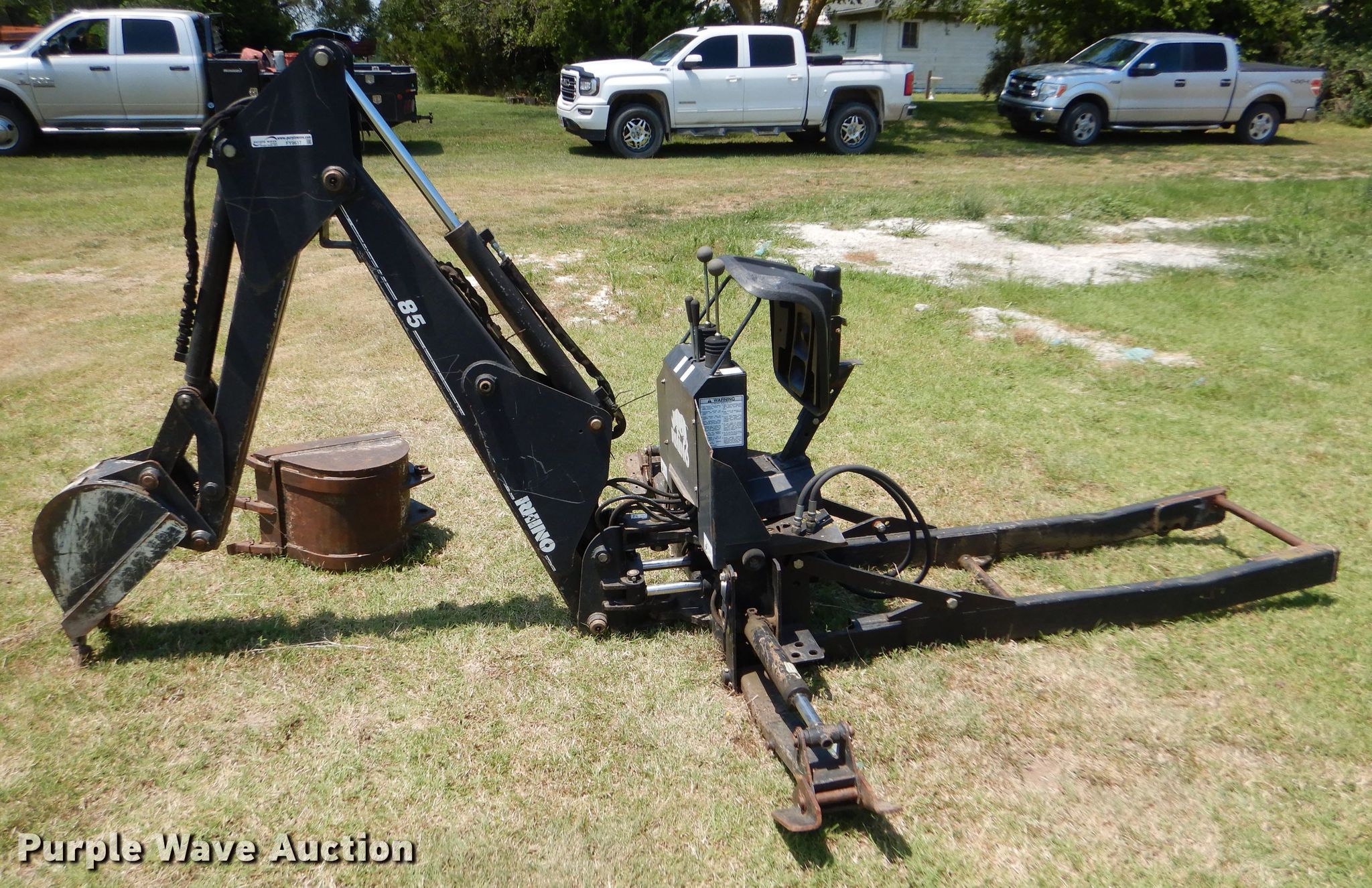 Rhino BH85 skid steer backhoe in Lincoln, KS Item FY9617 sold