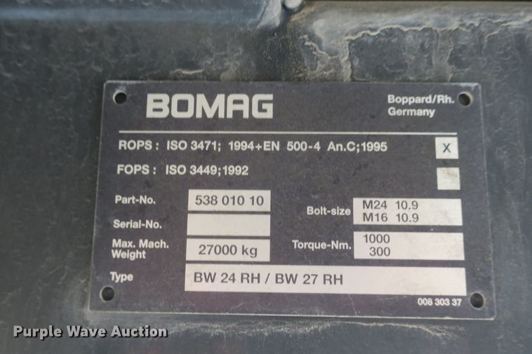 image for item DB10234 2010 Bomag BW27RH pneumatic roller
